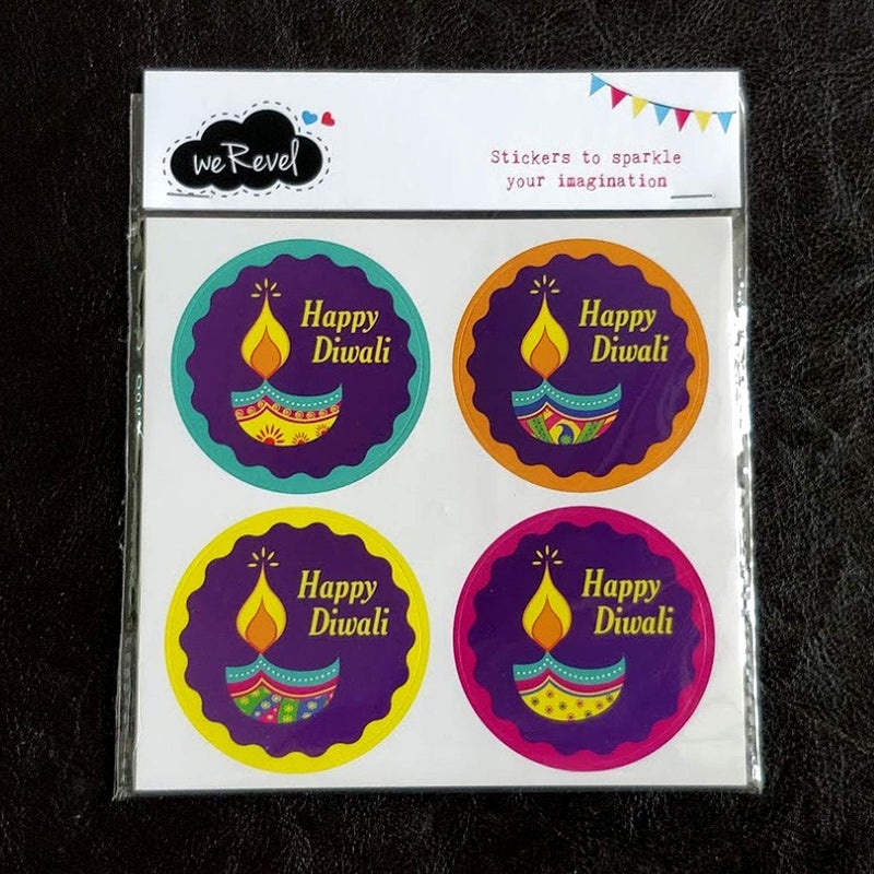 weRevel Happy Diwali Party Stickers, 40 Count, 2 Inches, Round, 4 Unique Designs - Image 2